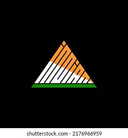 Logo de la letra india .Diseño del logotipo de la bandera india con forma triangular.