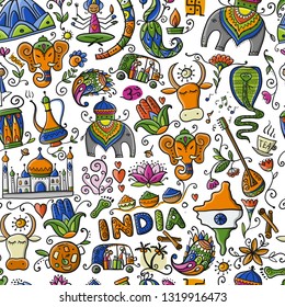 Indian lifestyle. Seamless pattern for your design