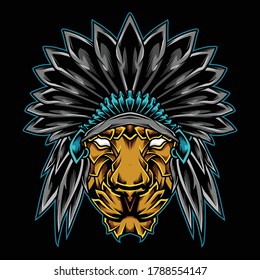 Indian Lion Chief Logo Illustration