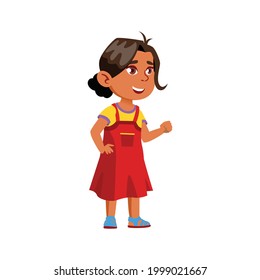 indian little girl watching circus show cartoon vector. indian little girl watching circus show character. isolated flat cartoon illustration