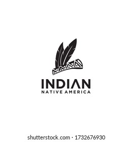 Indian logo design, illustration native American, United States symbol vector for company.