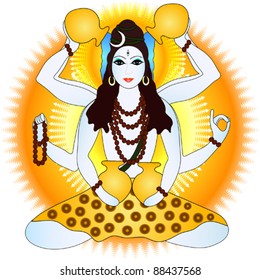 Indian Lord Shiva as Lord of Mahamrityunjaya mantra(Mantra of great victory over death)
