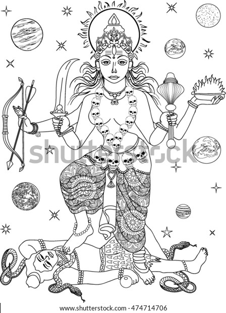 indian lord shivacoloring book pages adults stock vector