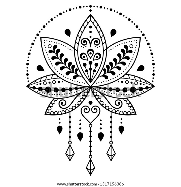 Indian Lotus Flower Vector Pattern Mehndi Stock Vector (Royalty Free ...