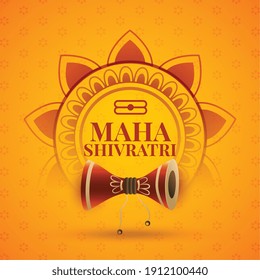 indian maha shivratri festival greeting with damroo design
