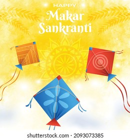 Indian makar sankranti festival card design with kites