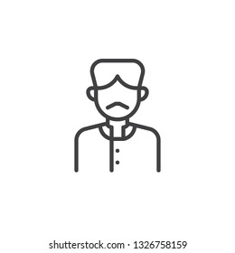 Indian man avatar line icon. linear style sign for mobile concept and web design. Man with turban outline vector icon. Faceless people avatar symbol, logo illustration. Pixel perfect vector graphics