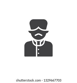 Indian man avatar vector icon. filled flat sign for mobile concept and web design. Man with turban glyph icon. Faceless people avatar symbol, logo illustration. Pixel perfect vector graphics