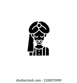 Indian man black icon concept. Indian man flat  vector symbol, sign, illustration.