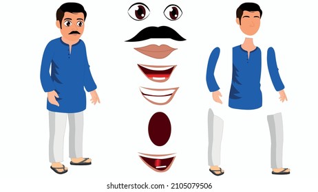 Indian Man Cartoon Character. Moral Stories For The Best Cartoon Character. The Character Best For Your Animation.