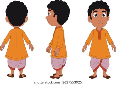Homem indiano personagem de desenho animado. histórias morais para o melhor personagem de desenho animado.