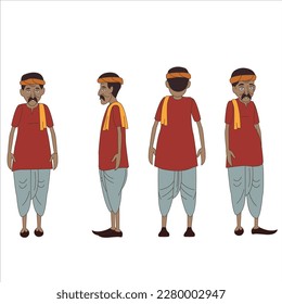 Indian man cartoon character. You can make moral stories for the best cartoon character with this. This character is the best for your animation videos. 2d cartoon character all angle for animation.