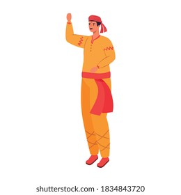 Indian man cartoon dancing design, India culture travel and asia theme Vector illustration