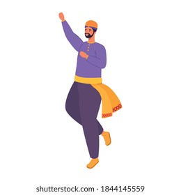 Indian man cartoon dancing design, India culture travel and asia theme Vector illustration