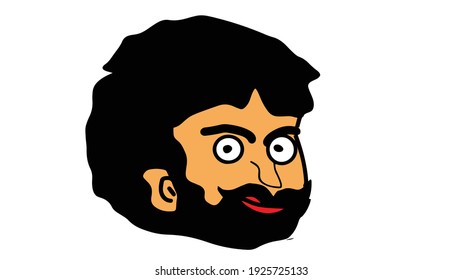 Indian man cartoon face vector clip art