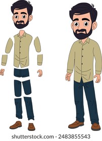 indian man cartoon illustration model sheet
