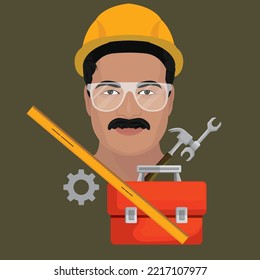 Indian Man character as Engineer 