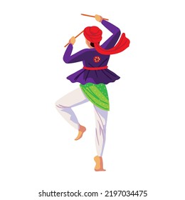 Indian Man Dancing In Costume Traditional Icon