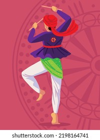 Indian Man Dancing In Costume Traditional Icon