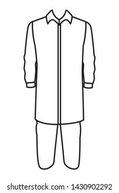 indian man dress traditional hindu clothes with skirt icon cartoon in black and white vector illustration graphic design