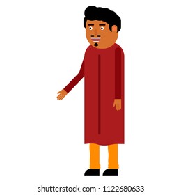 Indian man flat icon isolated on white background