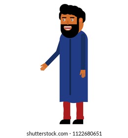 Indian man flat icon isolated on white background