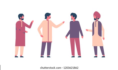 indian man group wearing national traditional clothes hindu men celebration concept male cartoon character full length isolated horizontal flat vector illustration