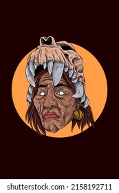 Ilustración vectorial de cabeza de hombre indio