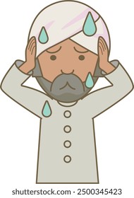 Indian man holding his head in trouble
