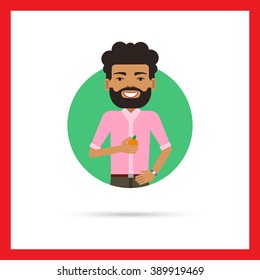 Indian man holding orange