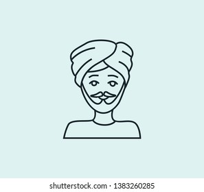 Indian man icon line isolated on clean background. Indian man icon concept drawing icon line in modern style. Vector illustration for your web mobile logo app UI design.