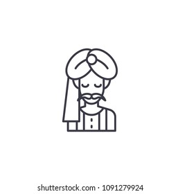 Indian man line vector sign, symbol, illustration.