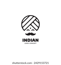 Indian man logo design template. Vector illustration.