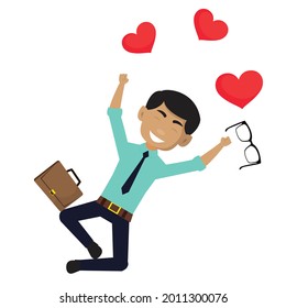Indian Man in Love Flat Vector Cartoon Illustration 