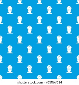 Indian man pattern repeat seamless in blue color for any design. Vector geometric illustration