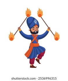 indian man practicing gatka isolated
