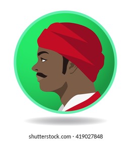 indian man profile icon, face as seen from the side, avatar, vector illustration
