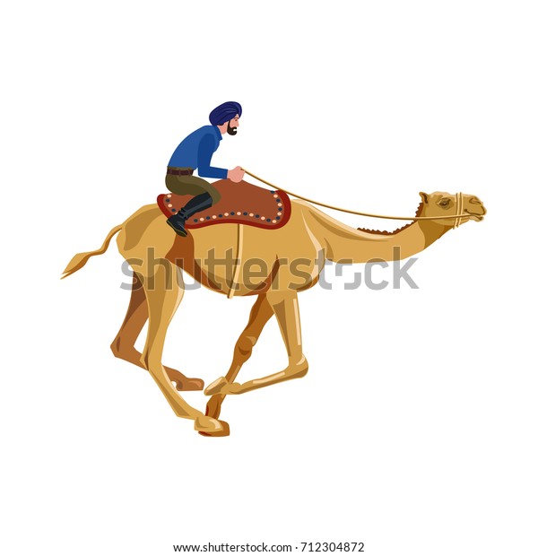 Indian Man Riding Camel Vector Illustration Stock Vector ...