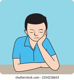 Indian man sick vector Line Drawing art