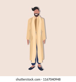 indian man standing in national traditional clothes male cartoon character full length flat vector illustration