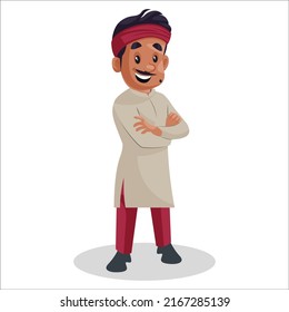 Indian man is standing. Vector graphic illustration. Individually on a white background. 