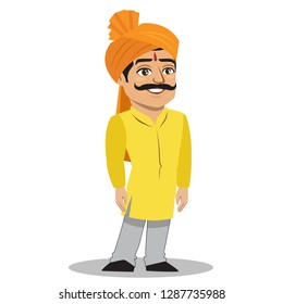 Un indio del estado de Maharashtra/ Maharashtrian o Punjab está usando un turbante. Así es como se ve un típico granjero indio. 