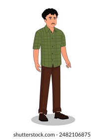 A indian man three quarter view cartoon character design