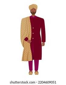 indian man traditional attire. vector