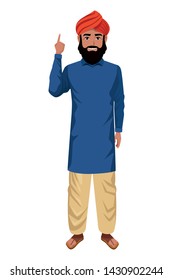 indian man wearing traditional hindu clothes man with beard and turban profile picture avatar cartoon character portrait vector illustration graphic design