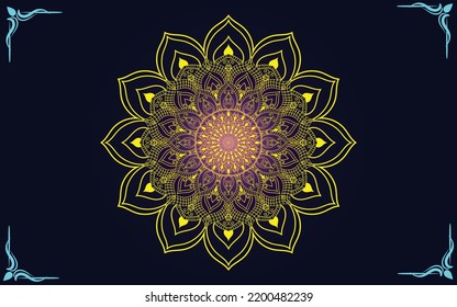 Indian Mandala Art Circular Pattern Golden Color, Decoration Element, Poster, Banner, Henna, Invitation Card Luxury Background, Tattoo, Illustration Vector Art 