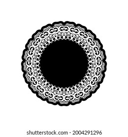 Indian mandala black and white. Circular ornament. Isolated on a white background.