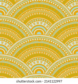 Indian mandala circles embroidery vector seamless pattern. Tribal motifs boho line art geometry. Eastern asian folk circle mandala elements seamless geometric pattern.