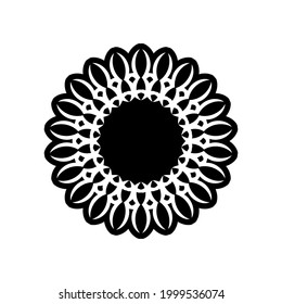 Indian mandala. Circular ornament. Isolated element for design and coloring on a white background.