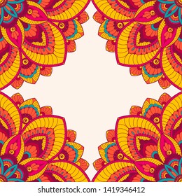 Indian mandala corners frame seamless